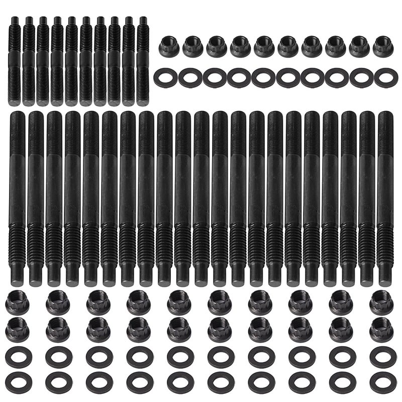 FLAMPETUS 12-Point Cylinder Gasket Head Stud Kit Bolts Nuts Fit for 04-19 Chevy LS1 LS3 5.3L 5.7L 6.0L Engine 234-4317 - Image 1